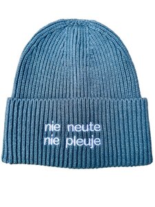 private label -  beanie - petrol - white embroidery
