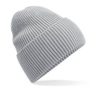 private label -  beanie - grey - dark grey embroidery