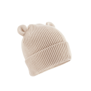 private label - baby beanie beige - white embroidery - size 6-12 months