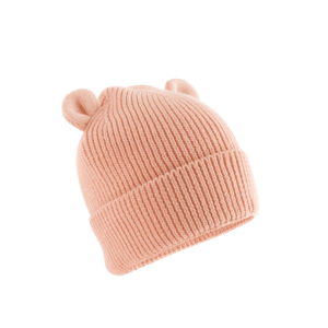 private label - baby beanie peach - white embroidery - size 12-24 months