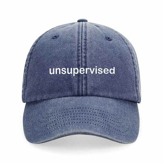private label - vintage cap -  jeans blue - white embroidery