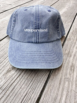 private label - vintage cap -  jeans blue - white embroidery