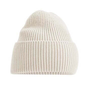 private label -  beanie - beige - brown embroidery