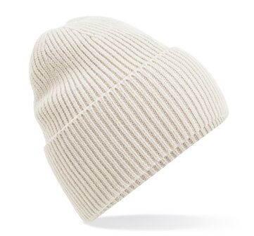 private label -  beanie - beige - brown embroidery