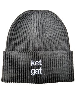 private label -  beanie - black - white embroidery