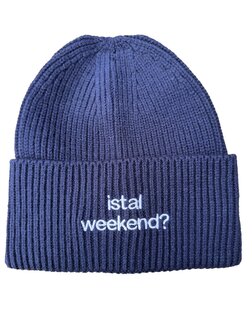 private label -  beanie - marine blue - white embroidery