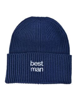 private label -  beanie - marine blue - white embroidery