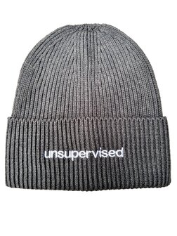 private label -  beanie - antracite - white embroidery