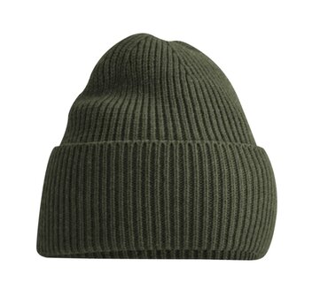 private label -  beanie - kaki - white embroidery