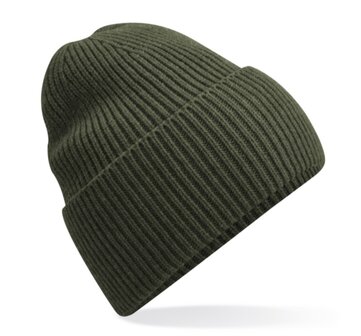 private label -  beanie - kaki - white embroidery