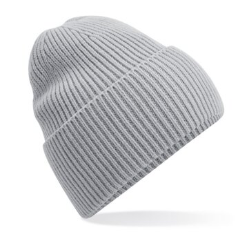 private label -  beanie - grey - dark grey embroidery