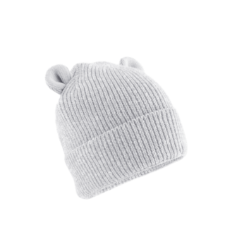 private label - baby beanie grey - white embroidery - size 12-24 months