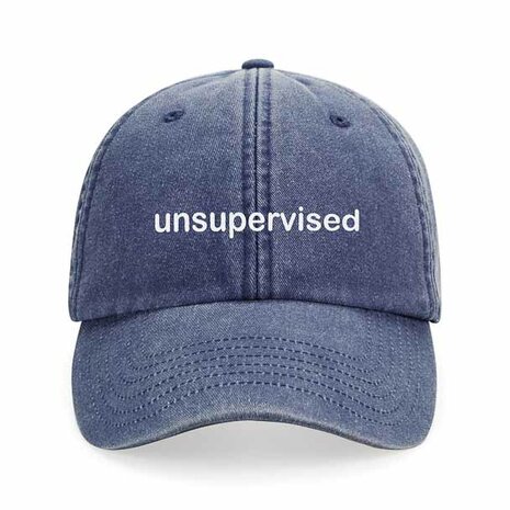 private label - vintage cap -  jeans blue - white embroidery