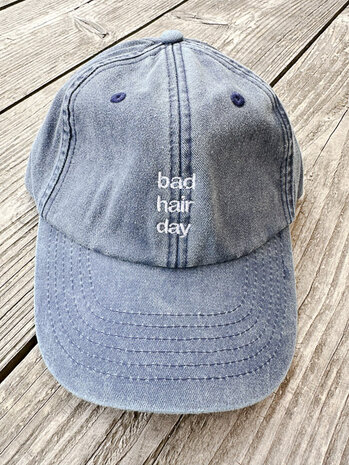 private label - vintage cap -  jeans blue - white embroidery