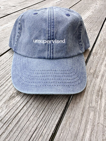 private label - vintage cap -  jeans blue - white embroidery