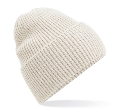 private label -  beanie - beige - brown embroidery
