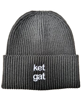private label -  beanie - black - white embroidery