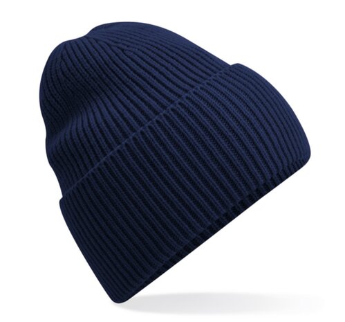 private label -  beanie - marine blue - white embroidery