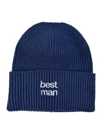 private label -  beanie - marine blue - white embroidery