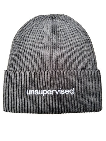 private label -  beanie - antracite - white embroidery