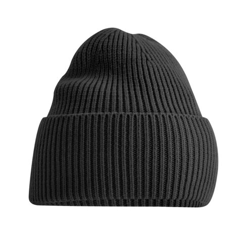private label -  beanie - antracite - white embroidery