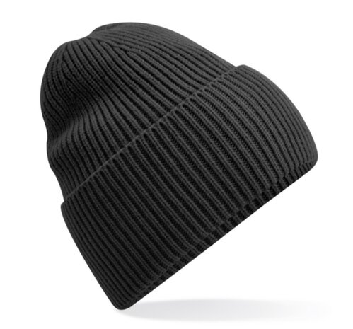 private label -  beanie - antracite - white embroidery