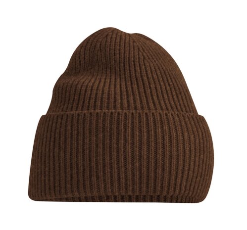 private label -  beanie - brown - white embroidery