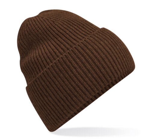 private label -  beanie - brown - white embroidery
