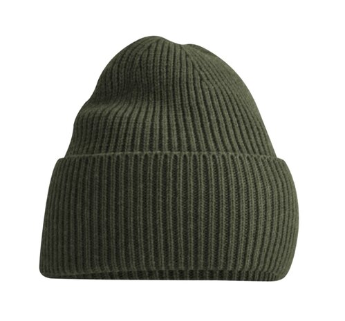private label -  beanie - kaki - white embroidery