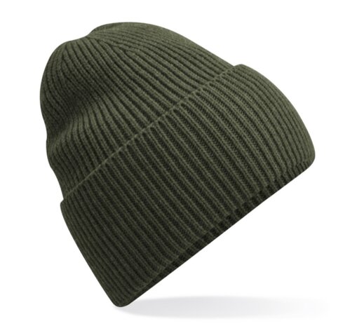 private label -  beanie - kaki - white embroidery